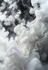 Poster - Abstract White Smoke Swirling on Dark Wallpaper Background