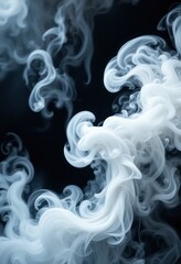 Poster - Abstract White Smoke Swirling on Dark Wallpaper Background