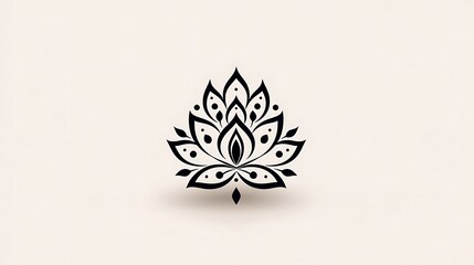 Canvas Print - Black and White Pixel Lotus Mandala Design on White Background