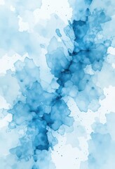 Poster - Blue Watercolor Splashes with Abstract Design on a White Wallpaper Background