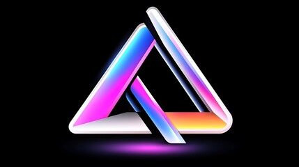 Poster - Vibrant Neon Gradient Triangle Abstract Geometric Design