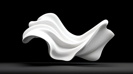 Fototapete - Abstract White Fabric Draped in Waves Against Black Background