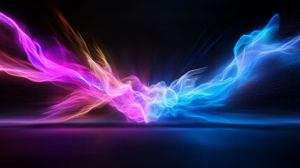Poster - Dynamic display of blurred neon colors creating an abstract visual experience with flowing lines and vibrant hues