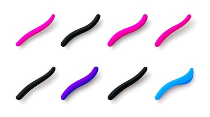 Fototapete - Collection of Colorful Abstract Wave Shapes Vibrant Geometric Design Elements