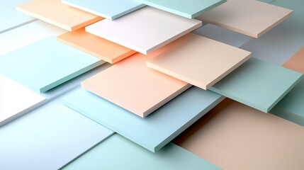 Aufkleber - Overlapping blocks create minimalist art indoor space digital design clean environment top-down view modern aesthetic