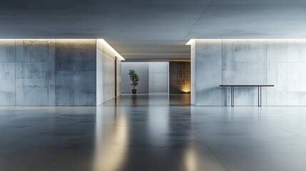Aufkleber - Minimalist architecture interior design modern space clean lines contemporary environment wide angle view serenity concept