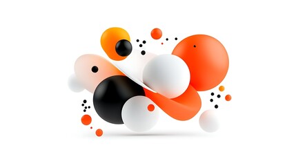 Fototapete - Abstract 3d Composition of Colorful Spheres and Dynamic Forms