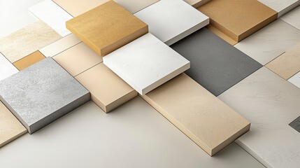Poster - Modern minimalism in muted tones textured surfaces showcase contemporary art installation indoor space aesthetic perspective