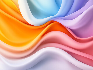 Poster - Colorful gradient background featuring smooth waves in vibrant orange, pink, light blue, and purple hues creating a dynamic and calming visual experience