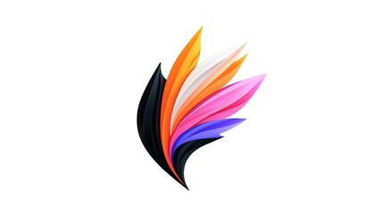 Poster - Abstract Colorful Feather Design with Organic Shapes and Vibrant Hues