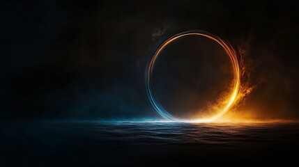 Poster - Ethereal light arc gradually fading over water digital art calm environment abstract concept