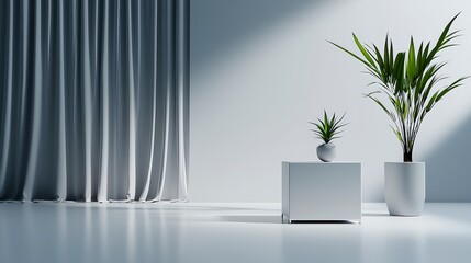 Poster - Geometric plant display in modern interior minimalist design living space bright environment natural aesthetics