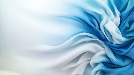 Aufkleber - Elegant swirls of white and blue fabric studio setting textile art soft light close-up fluidity and texture