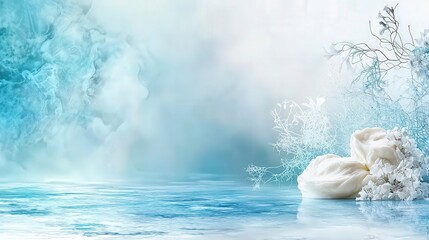 Aufkleber - Elegant creamy white gradient blending into soft aqua tones nature scene abstract art calm environment serene viewpoint