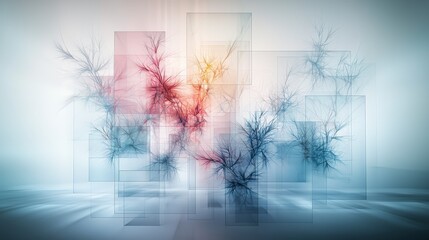Leinwandbilder - Translucent geometric forms in abstract arrangement digital art modern aesthetics ethereal environment artistic perspective