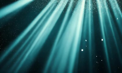 Poster - Teal Light Rays Background, Glowing Dust, Abstract Design, Overlay