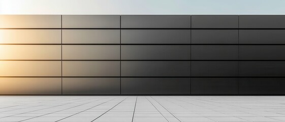Poster - Modern black wall with light gradient and textured floor in minimalistic setting.