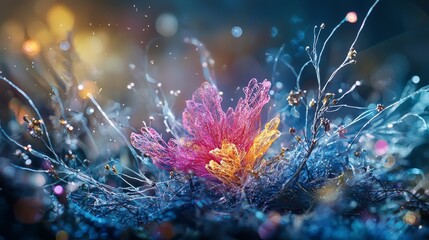 Fototapete - Delicate light painting of vibrant flowers nature scene digital art soft color palette close-up ethereal beauty