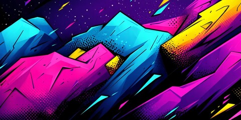 Poster - Abstract Geometric Background, Dynamic Shapes With Vivid Colors, Sharp Edges, Futuristic Aesthetic