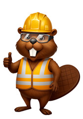 Poster - the builder beaver points his finger . Generative AI