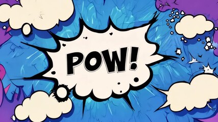 Poster - A colorful comic book illustration featuring a large blue cloud with the word 