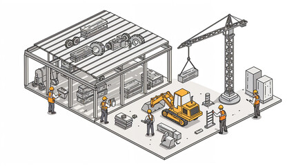 Poster - construction engineers work on the mechanism of industry . Generative AI