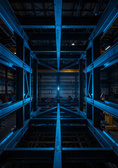 Poster - interior of industrial metalworking shop . Generative AI
