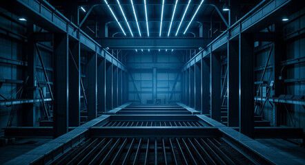 Poster - interior of industrial metalworking shop . Generative AI