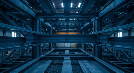Poster - interior of industrial metalworking shop . Generative AI
