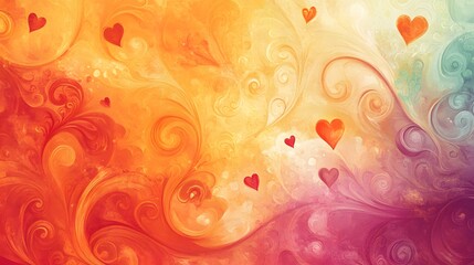 Poster - Abstract colorful design, vibrant swirls of orange and pink with soft shapes, ideal for creative projects or backgrounds.
