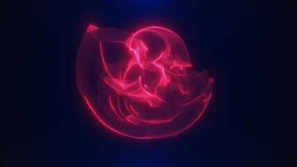 Aufkleber - abstract red glowing sphere shape with a fluid, organic design on a dark background background, vide