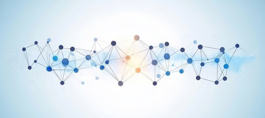 Fototapete - Abstract Network Background with Connected Dots and Lines, Technological Communication Concept