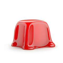 Wall Mural - 3d single glossy red jelly candy isolated on a white isolate background. Red jelly cube