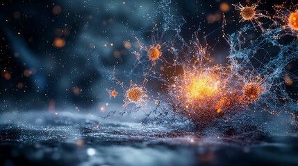 Aufkleber - Exploring interconnected nanotechnology systems in a minimalist scene dynamic environment scientific visuals