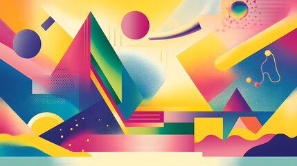 Poster - Vibrant abstract art, colorful geometric shapes and cosmic elements, ideal for modern decor or creative projects.
