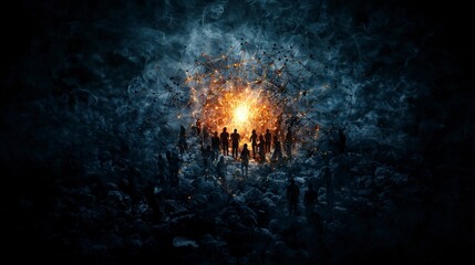 Aufkleber - Impactful visualization of collective trauma healing uplifting perspectives in emotional digital art
