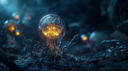 Poster - Innovative ethical ai development visualization futuristic lab digital art tech environment close-up serene concept