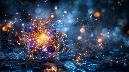 Poster - Quantum entanglement visualization surreal science concept; digital art; ethereal environment; abstract viewpoint