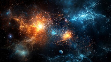 Poster - Unveiling cosmic consciousness surreal visualization and abstract digital art in an artistic universe perspective