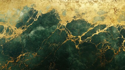 Wall Mural - Golden and green marble textures with intricate patterns, modern luxurious artistic depiction, isolated with a clean gradient background for artistic focus.