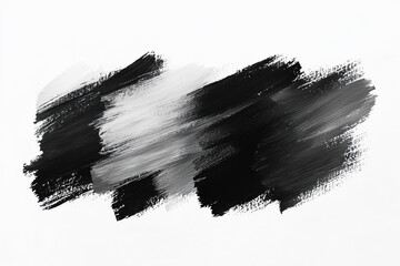 Poster - Minimalist abstract pattern of monochromatic brushstrokes layered asymmetrically on a clean white background