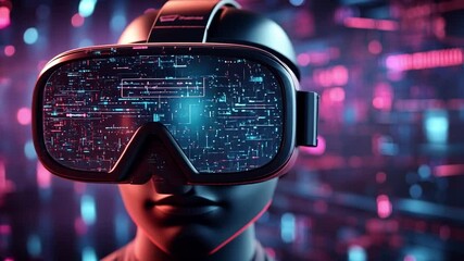 Poster - Exploring a digital landscape through advanced virtual reality technology in a modern setting