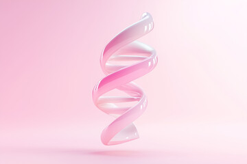 Poster - An abstract DNA helix appears to float in mid-air, set against a subtle pale gradient background. The diffused light creates a serene and minimalist atmosphere, emphasizing the structure