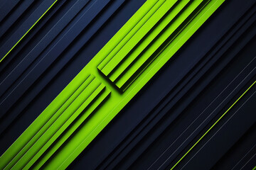 Poster - Dynamic diagonal line pattern in contrasting neon green and deep navy showcasing a minimalist design in sharp detail