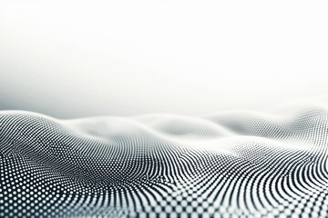 Poster - Minimalist dot pattern with gradient transition from dense small dots to sparse larger dots in gray tones on white background