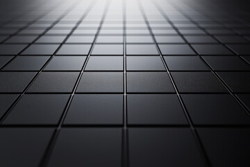 Poster - Minimalist grid design with thin black lines on a charcoal background creates a structured and modern aesthetic that enhances depth