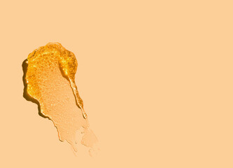 Poster - Honey yellow scrub peeling gel swatch on lace shadow vanilla apricot background