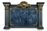 Elegant Dark Blue And Gold Ornate Frame With Columns