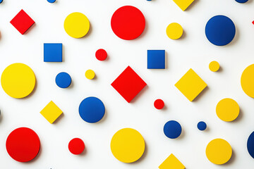 Poster - Minimalist geometric pattern with bold primary colors on a clean background