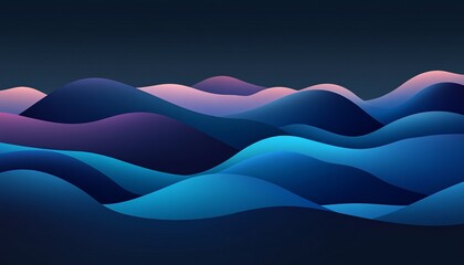 Poster - Abstract Background, Dynamic Flow. Fluid Shapes in Blue, Purple Color Palette, Wavy Design